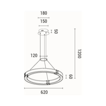Candeeiro suspenso LED LED/33W/230V 3000K 62x120 cm