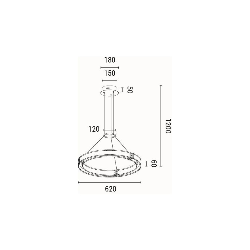 Candeeiro suspenso LED LED/33W/230V 3000K 62x120 cm