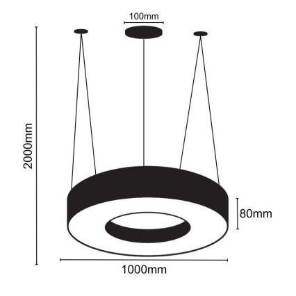 Candeeiro suspenso LED LED/50W/230V 4000K diâmetro 100 cm preto