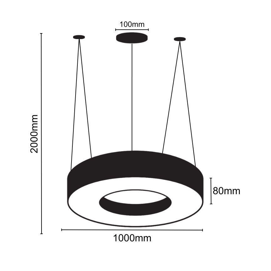 Candeeiro suspenso LED LED/50W/230V 4000K diâmetro 100 cm preto