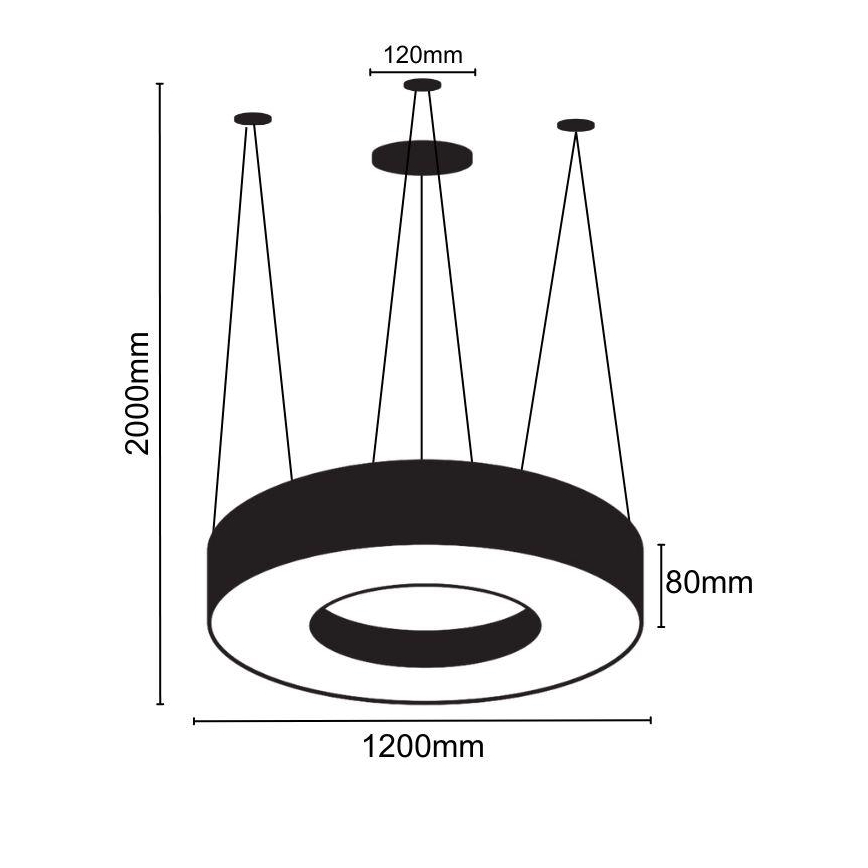 Candeeiro suspenso LED LED/60W/230V 4000K diâmetro 120 cm preto