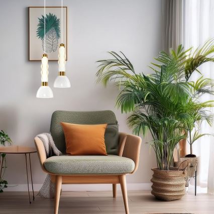 Candeeiro suspenso LED LUCCO LED/13W/230V diâmetro 15 cm dourado