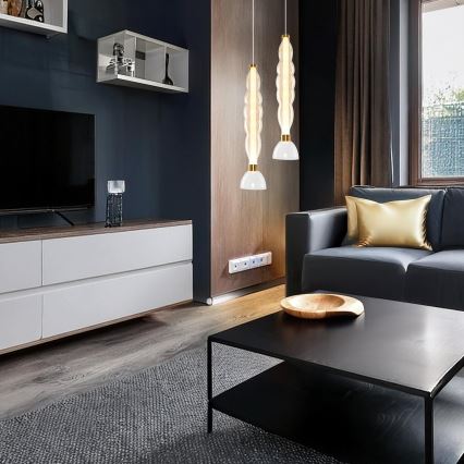 Candeeiro suspenso LED LUCCO LED/18W/230V diâmetro 15 cm dourado