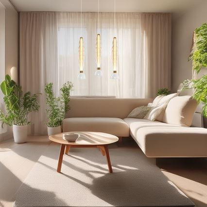 Candeeiro suspenso LED LUCCO LED/18W/230V diâmetro 15 cm dourado