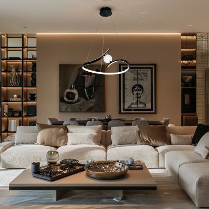 Candeeiro suspenso LED PERLA LED/34W/230V preto