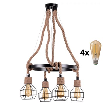 Candeeiro suspenso LED ROPE ALEGRA 4xE27/10W/230V