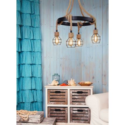 Candeeiro suspenso LED ROPE ALEGRA 4xE27/10W/230V