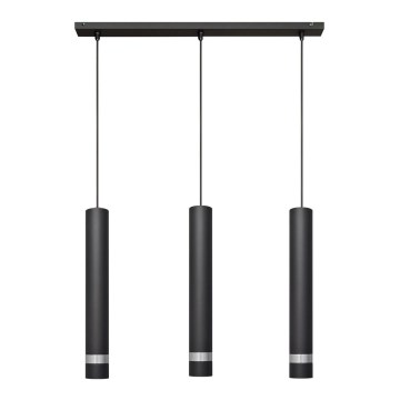 Candeeiro suspenso LED TUBA 3xGU10/4,8W/230V preto/cromado brilhante