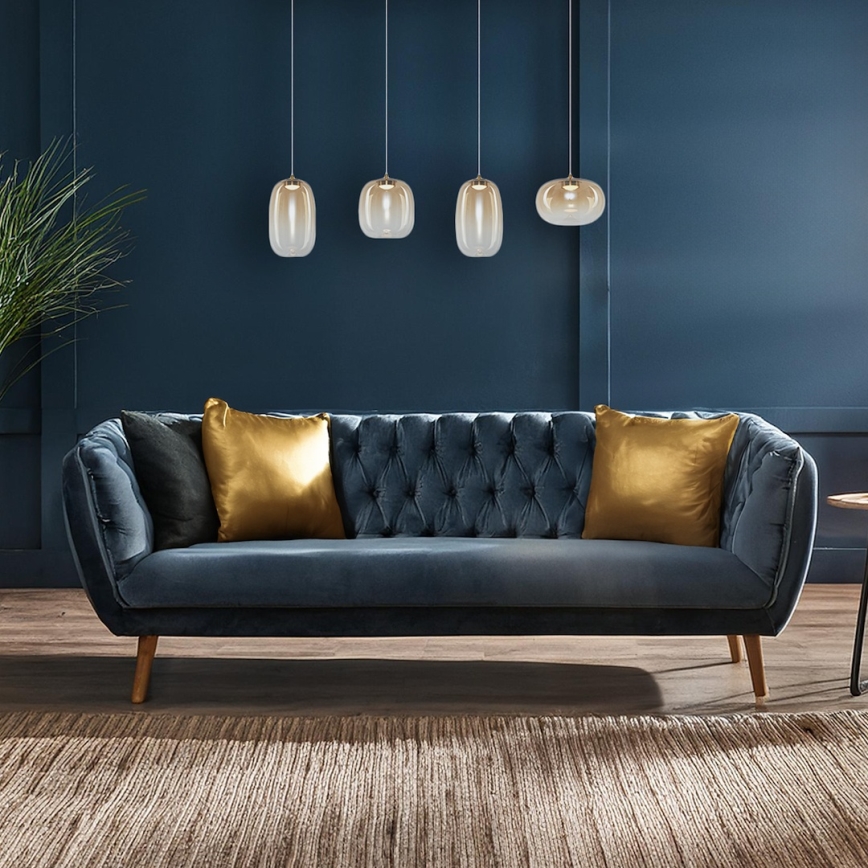 Candeeiro suspenso LED VASO LED/15W/230V dourado/fumado