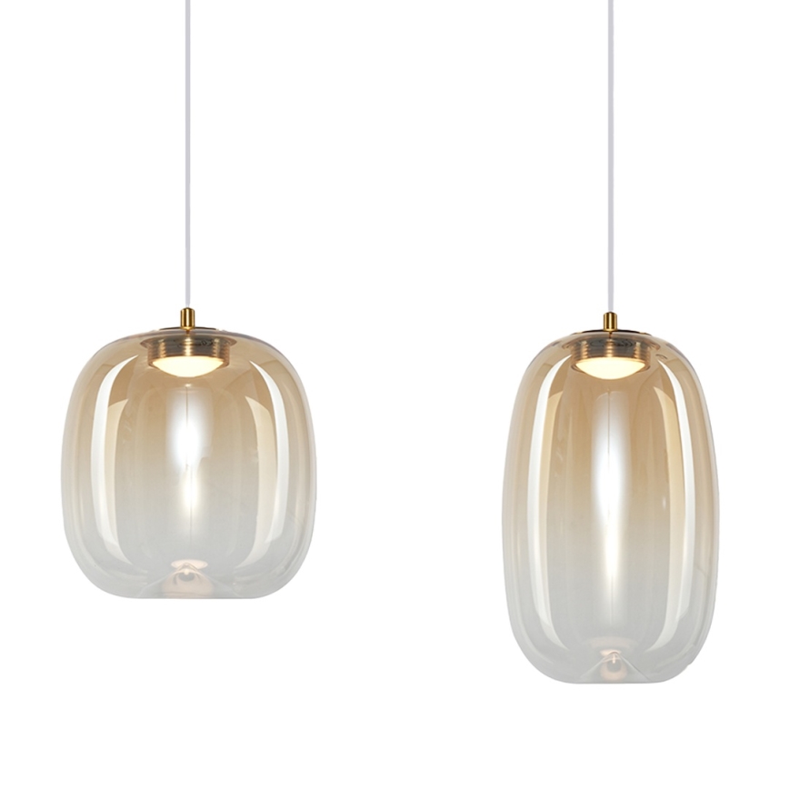 Candeeiro suspenso LED VASO LED/15W/230V dourado/fumado