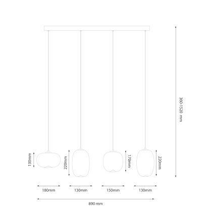 Candeeiro suspenso LED VASO LED/15W/230V dourado/fumado