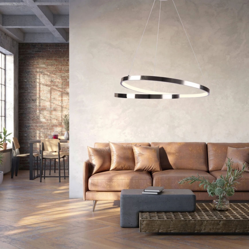 Candeeiro suspenso LED ZEFIRA LED/40W/230V 4000K diâmetro 50 cm cromado brilhante