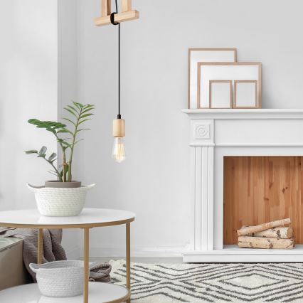 Candeeiro suspenso com cabo LEON 1xE27/60W/230V faia