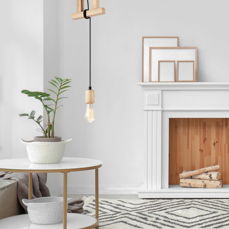 Candeeiro suspenso com cabo LEON 1xE27/60W/230V faia