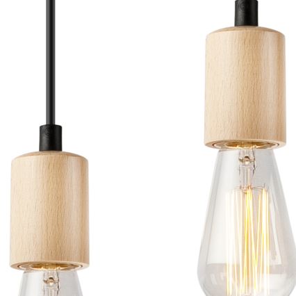 Candeeiro de teto suspenso LEON 5xE27/60W/230V faia