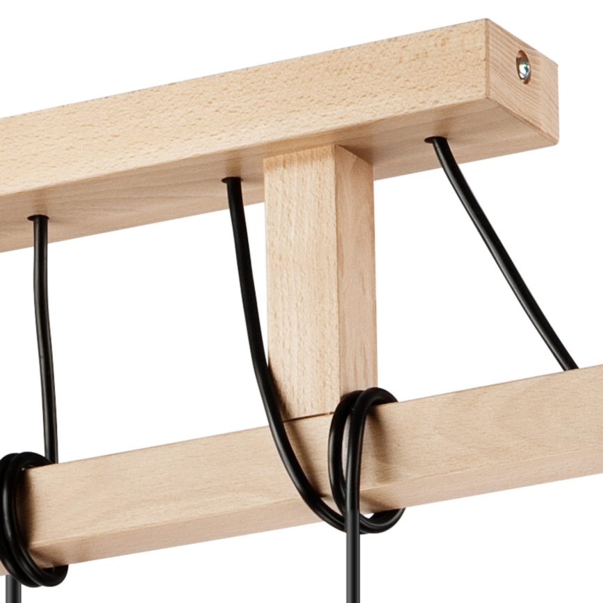 Candeeiro de teto suspenso LEON 5xE27/60W/230V faia