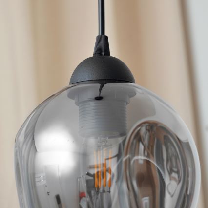 Candeeiro suspenso LILI 1xE27/15W/230V preto/cinzento