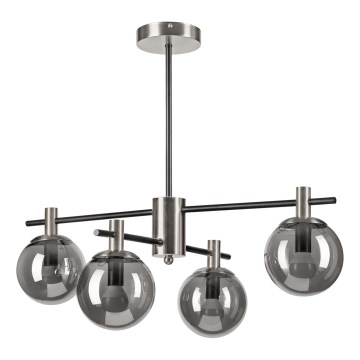 Candeeiro suspenso LILOU 4xE14/5W/230V cromado mate/fumado