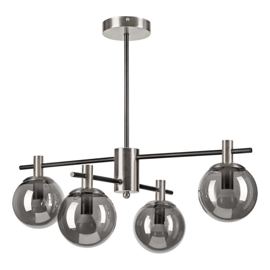 Candeeiro suspenso LILOU 4xE14/5W/230V cromado mate/fumado