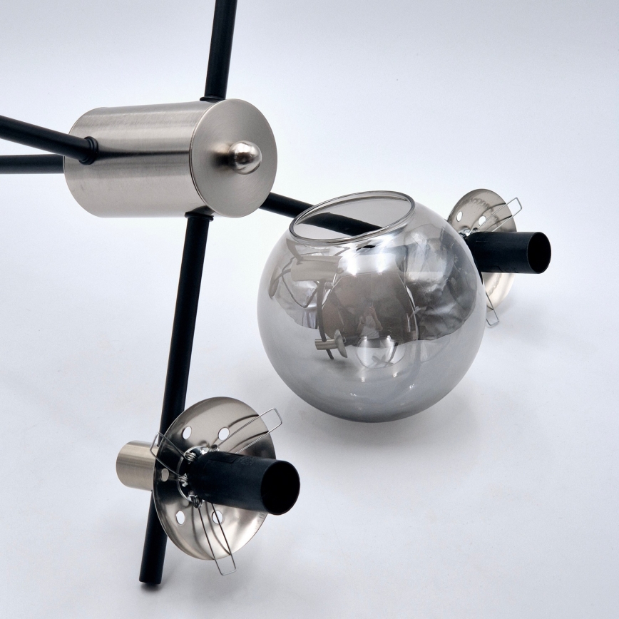 Candeeiro suspenso LILOU 4xE14/5W/230V cromado mate/fumado