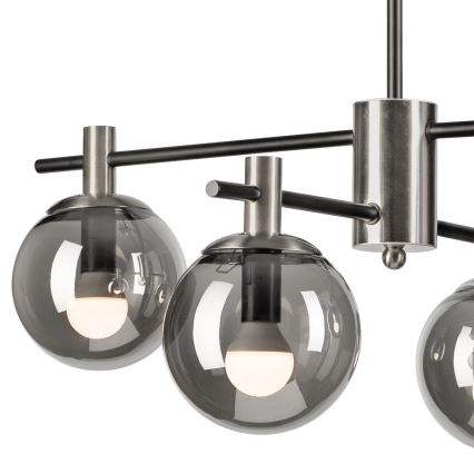 Candeeiro suspenso LILOU 4xE14/5W/230V cromado mate/fumado