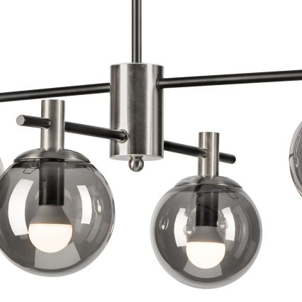 Candeeiro suspenso LILOU 4xE14/5W/230V cromado mate/fumado