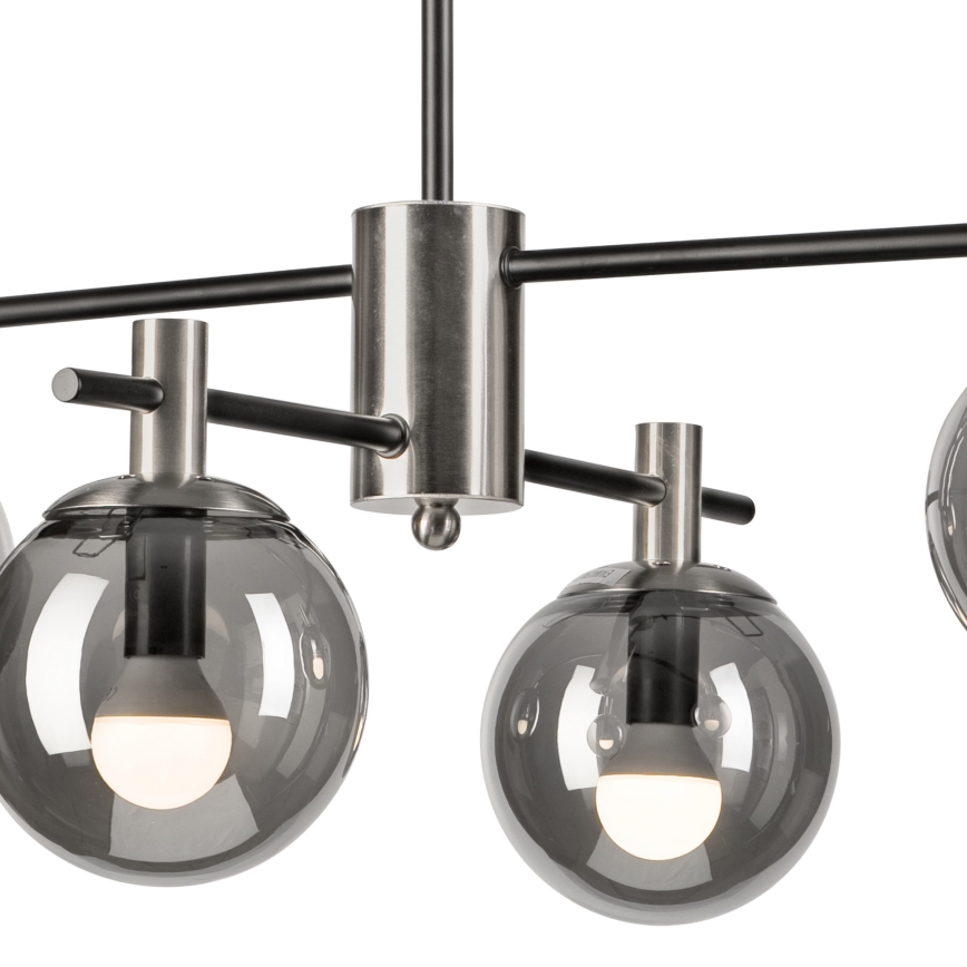 Candeeiro suspenso LILOU 4xE14/5W/230V cromado mate/fumado