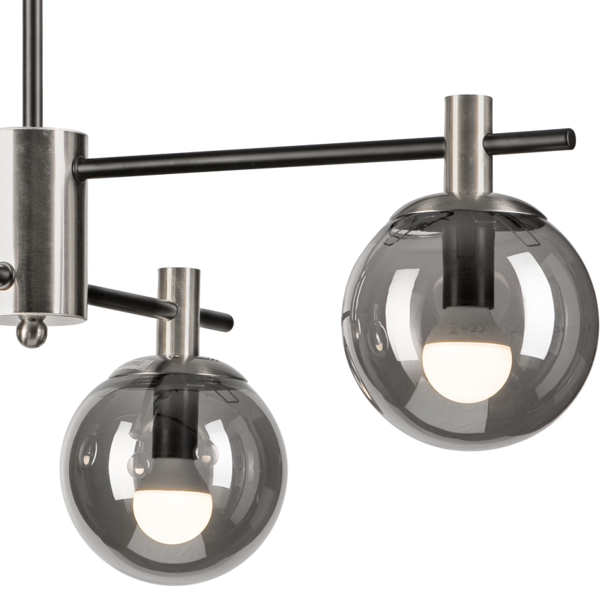 Candeeiro suspenso LILOU 4xE14/5W/230V cromado mate/fumado