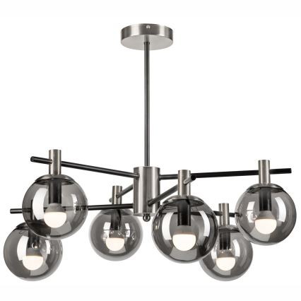 Candeeiro suspenso LILOU 6xE14/5W/230V cromado mate/fumado