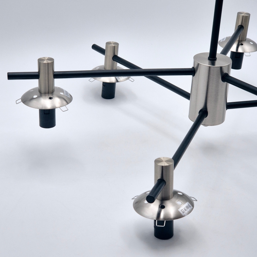 Candeeiro suspenso LILOU 6xE14/5W/230V cromado mate/fumado