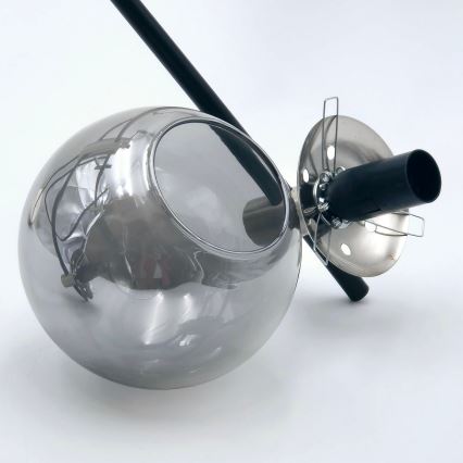 Candeeiro suspenso LILOU 6xE14/5W/230V cromado mate/fumado