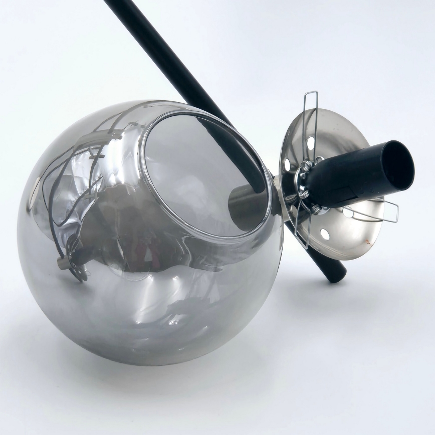 Candeeiro suspenso LILOU 6xE14/5W/230V cromado mate/fumado