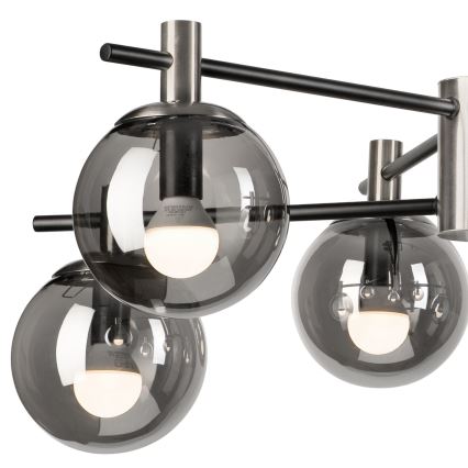 Candeeiro suspenso LILOU 6xE14/5W/230V cromado mate/fumado