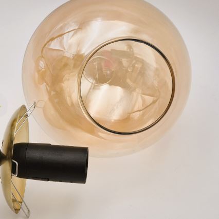 Candeeiro suspenso LILOU 6xE14/5W/230V dourado/preto/fumado bege