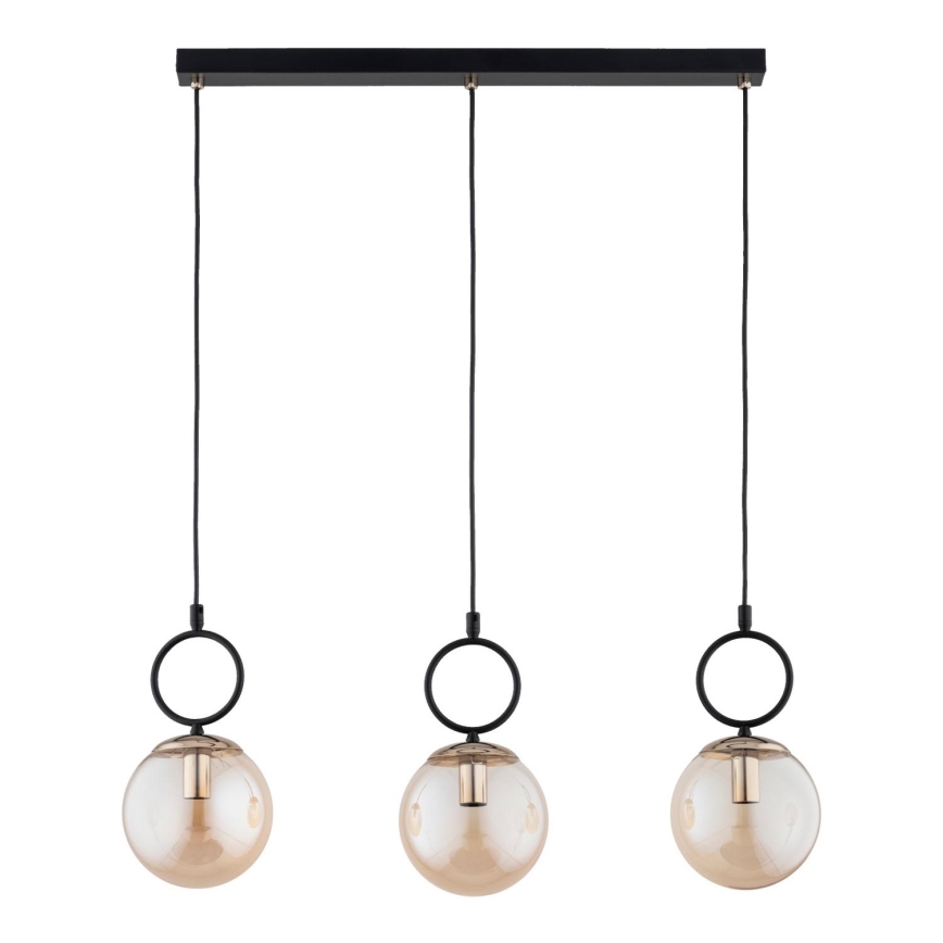 Candeeiro suspenso LISTER 3xE14/10W/230V preto/fumado bege