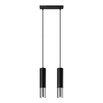 Candeeiro suspenso LOOPEZ 2xGU10/10W/230V preto/cromado brilhante