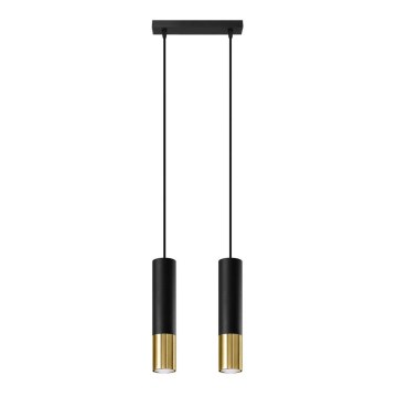 Candeeiro suspenso LOOPEZ 2xGU10/10W/230V preto/dourado