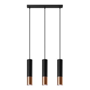 Candeeiro suspenso LOOPEZ 3xGU10/10W/230V preto/cobre