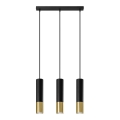 Candeeiro suspenso LOOPEZ 3xGU10/10W/230V preto/dourado