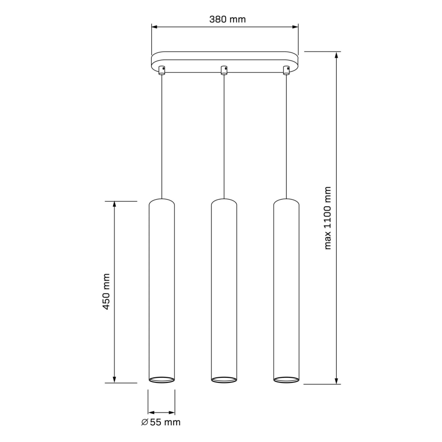 Candeeiro suspenso LUNGOMARE 3xGU10/10W/230V cromado mate