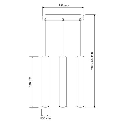 Candeeiro suspenso LUNGOMARE 3xGU10/10W/230V dourado