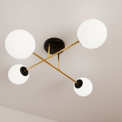 Candeeiro suspenso MAGNUM 4xE14/10W/230V branco/dourado/preto