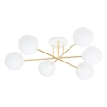 Candeeiro suspenso MAGNUM 6xE14/10W/230V branco/dourado