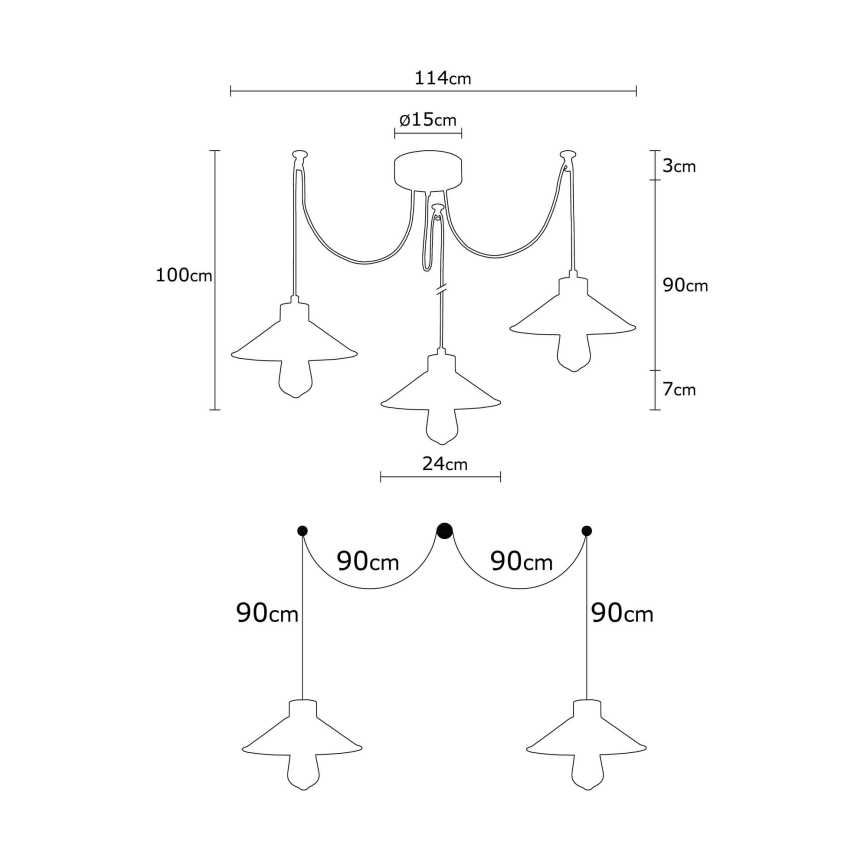 Candeeiro suspenso MANAVGAT 3xE27/40W/230V aranha