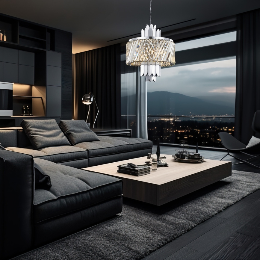 Candeeiro suspenso MARGOT 6xE14/40W/230V cromado mate