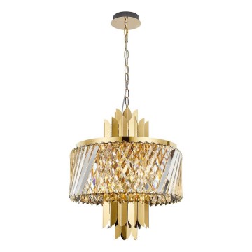 Candeeiro suspenso MARGOT 6xE14/40W/230V diâmetro 43 cm dourado