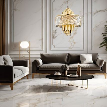 Candeeiro suspenso MARGOT 9xE14/40W/230V diâmetro 55 cm dourado