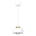 Candeeiro suspenso MARTI 1xE27/15W/230V branco/dourado
