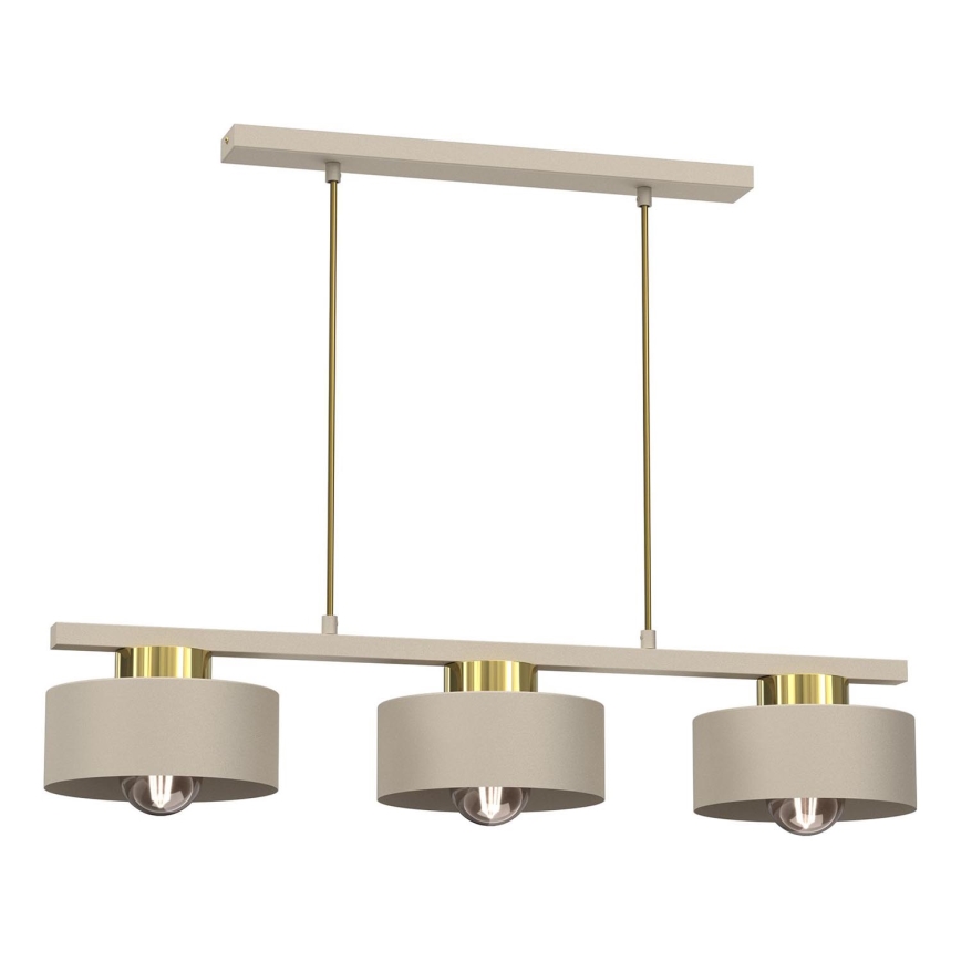 Candeeiro suspenso MARTI 3xE27/15W/230V bege/dourado