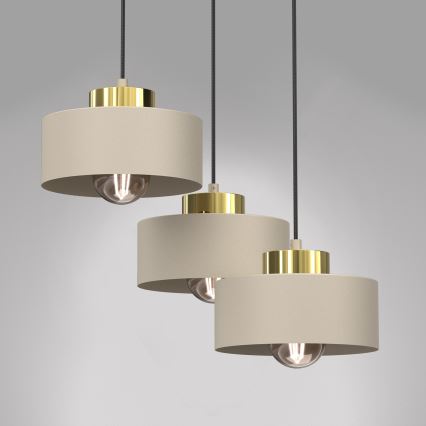 Candeeiro suspenso MARTI 3xE27/15W/230V bege/dourado